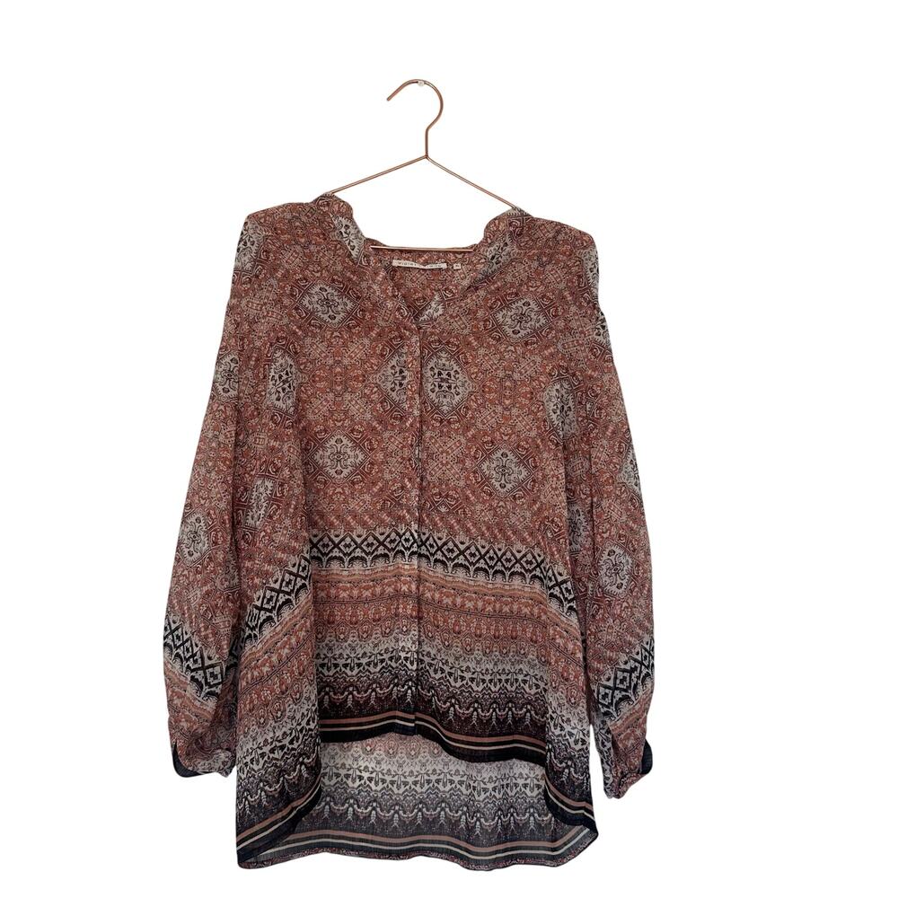 Violet + Claire sheer brown blouse size XL